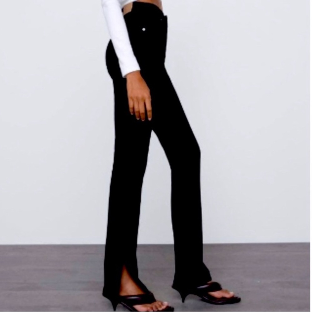 ZARA Split Hem Black Jeans